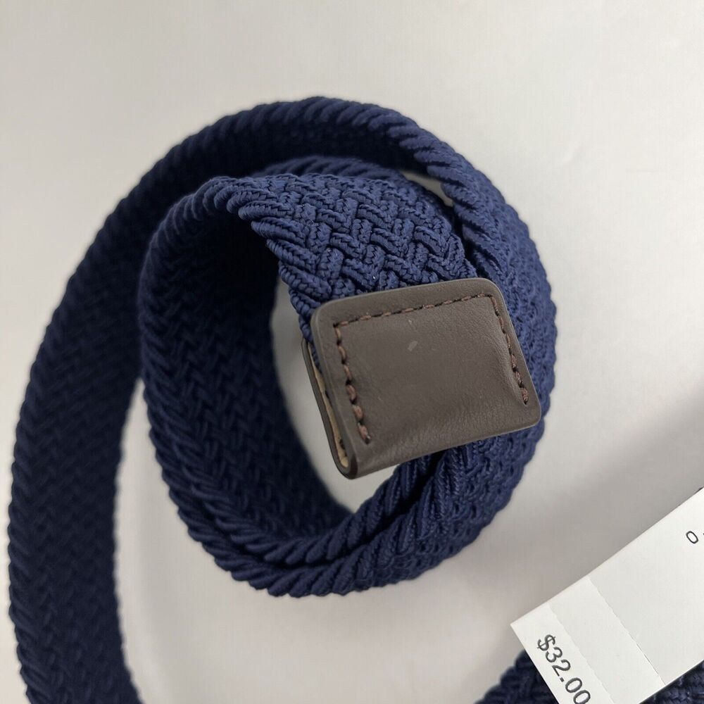 Izod Belt Navy Mens Size Medium 34-36 Braided Fabric Elastic Woven Stretch Golf - Picture 6 of 7